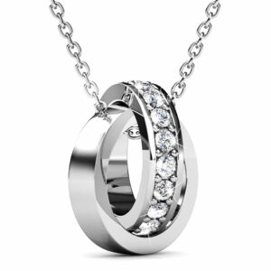 White Gold Interlock Ring Pendant Necklace Embellished with SWAROVSKI® Crystals