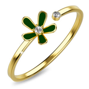 Petalia Olive Green Ring Featured  SWAROVSKI® Crystals in Gold
