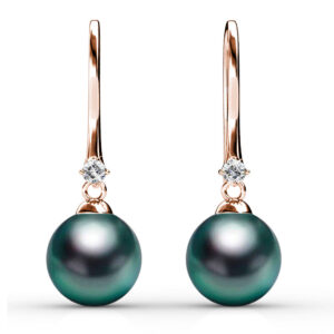 Magnificent Pearl Hook Earrings Embellished with SWAROVSKI® Crystal Iridescent Tahitian Look Pearls