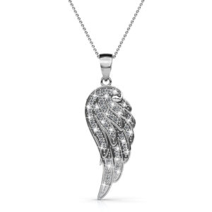 Fly High with Wing Pendant Necklace in White Gold Embellished with Crystals from SWAROVSKI®
