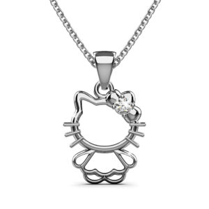 Hello Kitty Pendant Necklace in White Gold Embellished with SWAROVSKI® Crystals
