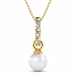 Luminous Pearl Pendant Necklace in Gold Adorned With Crystals from SWAROVSKI®