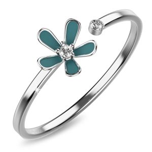 Petalia Turquoise Blue Ring Featured  SWAROVSKI® Crystals in White Gold