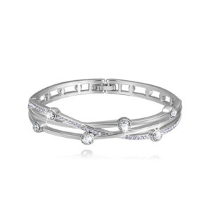 Lovers Crossing Bangle Embellished With SWAROVSKI® Crystals White Gold
