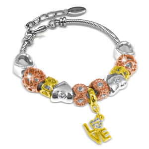 Tri Tone LOVE Beaded Bracelet Embellished with SWAROVSKI® Crystals