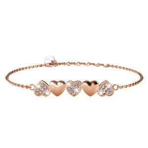 Rose Gold Alternate Upside Down Heart-Shaped Bracelet Embellished with SWAROVSKI® crystals