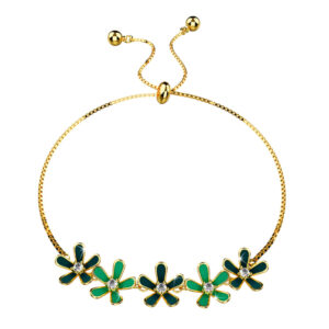 Petalia Olive Green Bracelet Featured  SWAROVSKI® Crystals in Gold