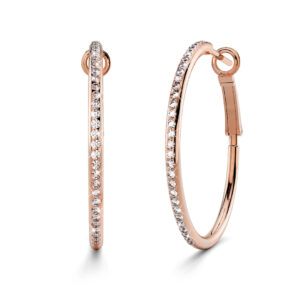 Endless Hoop Earrings Embellished With SWAROVSKI® Crystals in Rose Gold - 45mm