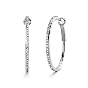Endless Hoop Earrings Embellished With SWAROVSKI® Crystals in White Gold - 35 mm