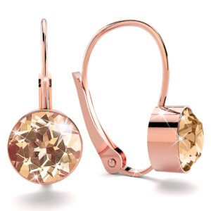 Audrey Lever Back Earrings Embellished with SWAROVSKI® crystals - Light Peach