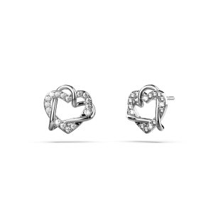 Intertwined Love & Hearts White Gold Plated Stud Earrings Embellished with SWAROVSKI® crystals