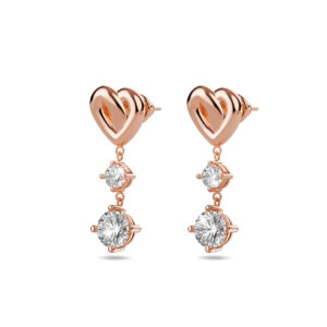 Fall in Love Heart Drop Earrings Embellished with SWAROVSKI®  crystals in Rose Gold