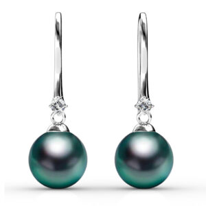 Magnificent Pearl Hook Earrings Embellished with SWAROVSKI® Crystal Iridescent Tahitian Look Pearls