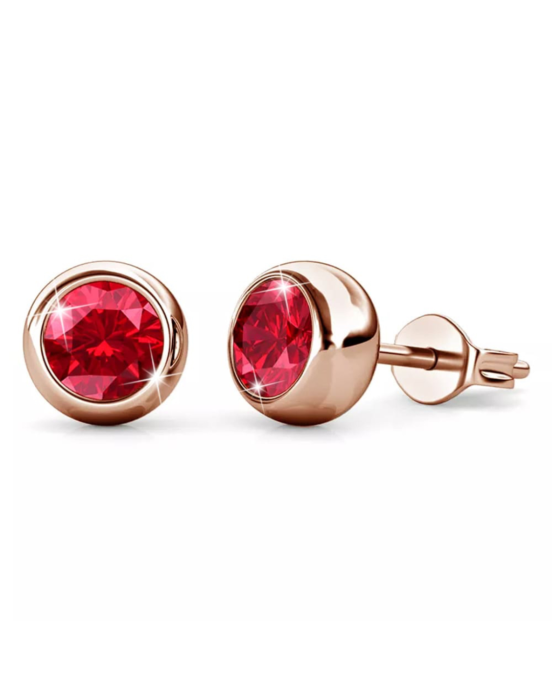 Opulence Earrings Embellished with Ruby  SWAROVSKI® Crystals in Rose Gold
