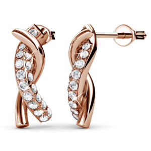 Intertwined Rose Gold Stud Earrings Embellished with SWAROVSKI® crystals