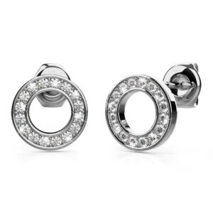 White Gold Dazzling Round Stud Earrings Embellished With SWAROVSKI® crystals