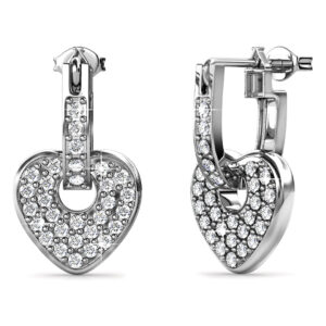 Heart-Shaped Dangle Earrings Embellished with SWAROVSKI® crystals