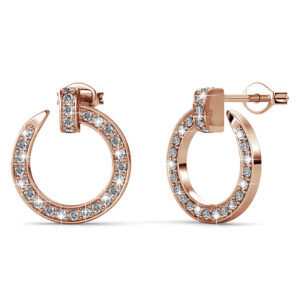 Rose Gold Dazzling Pave Set Open Circle Stud Earrings Embellished with SWAROVSKI® crystals