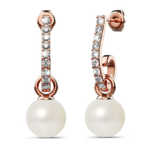 Luminous Pearl Stud Earrings in Rose Gold Adorned With Crystals from SWAROVSKI®