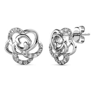 Bloom White Gold Stud Earrings Embellished with SWAROVSKI® crystals