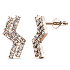 Zigzag Rose Gold Stud Earrings Embellished with SWAROVSKI® crystals