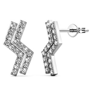 Zigzag White Gold Stud Earrings Embellished with SWAROVSKI® crystals