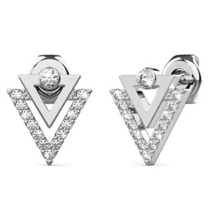 Trilateral Stud Earrings Embellished with Crystals from SWAROVSKI® in White Gold