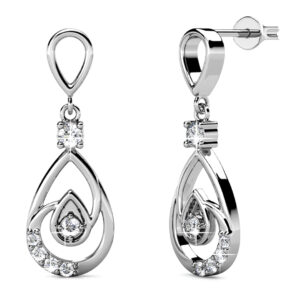 Periwinkle Teardrop Earrings Embellished with Crystals from SWAROVSKI® in White Gold