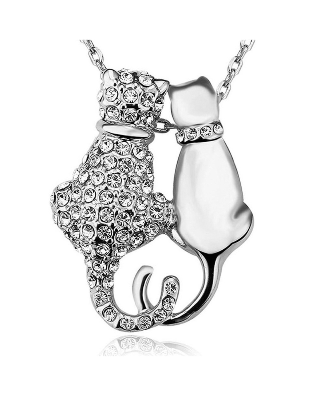 Mr and Mrs Cat Necklace Embellished with SWAROVSKI® crystals