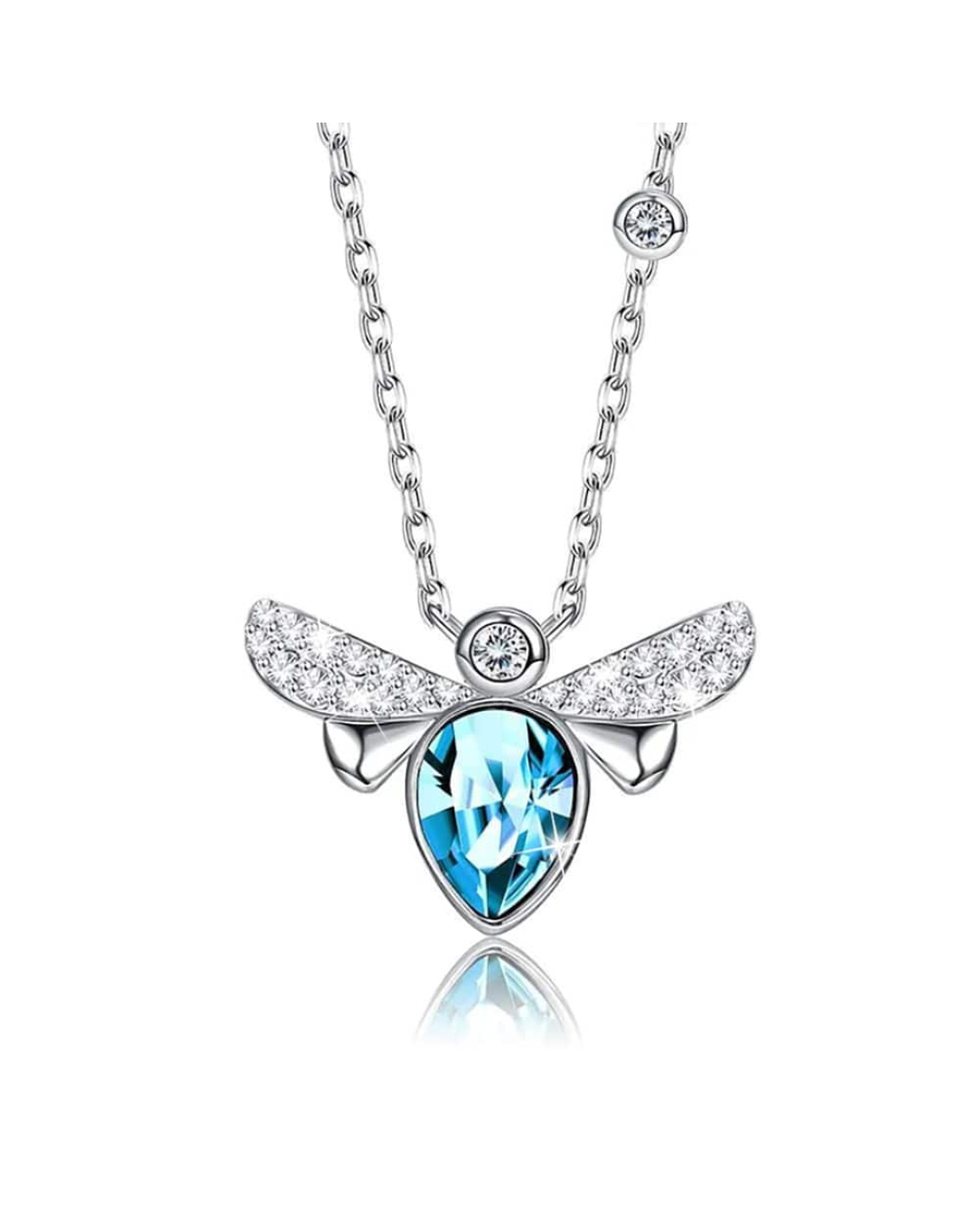 Bee Crystal Blue Necklace Embellished With SWAROVSKI® Crystals