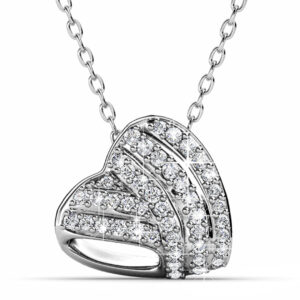 Heart-Shaped White Gold Pendant Necklace Embellished with SWAROVSKI® Crystals