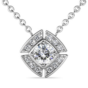 White Gold Brilliant Cut Pendant Necklace Embellished With SWAROVSKI® Crystals