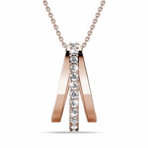 Sparkly Triple Round Necklace in Rose Gold Adorned With SWAROVSKI® Crystals