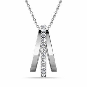 Sparkly Triple Round Necklace in White Gold Adorned With SWAROVSKI® Crystals