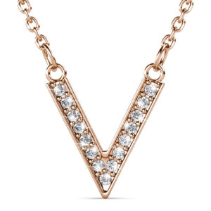 Luxury V Shaped Pendant Necklace in Rose Gold Embellished with SWAROVSKI® Crystals
