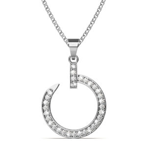 Paradigm in Circle White Gold Pendant Necklace Embellished with SWAROVSKI® Crystals