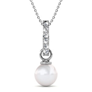 Luminous Pearl Pendant Necklace in White Gold Adorned With Crystals from SWAROVSKI®