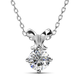 White Gold Organic Shaped Single Stone Necklace Embellished with SWAROVSKI® Crystals