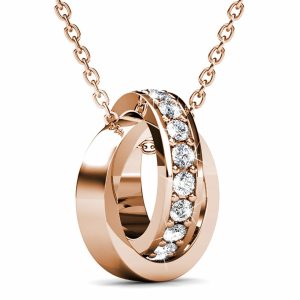 Rose Gold Interlock Ring Pendant Necklace Embellished with SWAROVSKI® Crystals