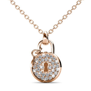 Rose Gold Pave Set Padlock Necklace Embellished with SWAROVSKI® Crystals