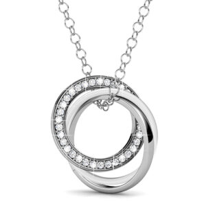 White Gold Triple Interlocking Ring White Pendant Necklace Embellished with SWAROVSKI® crystals