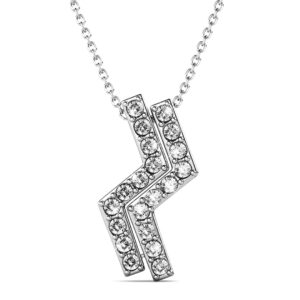 Zigzag Pendant Necklace in White Gold Embellished with SWAROVSKI® crystals