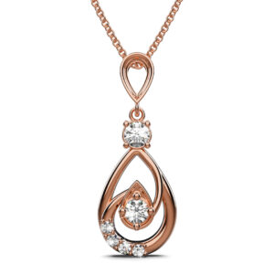 Periwinkle Teardrop Necklace Embellished with Crystals from SWAROVSKI® in Rose Gold