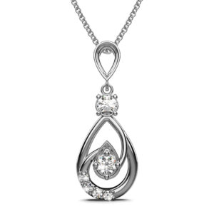 Periwinkle Teardrop Necklace Embellished with Crystals from SWAROVSKI® in White Gold
