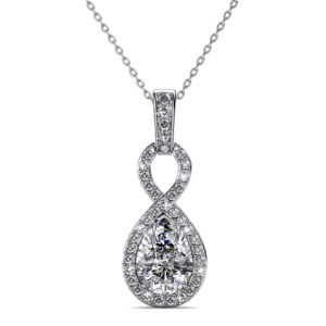 White Gold Eternal Twist Drop Pendant Necklace Embellished With SWAROVSKI® Crystals
