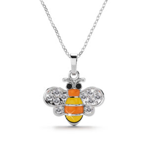 Bumblebee Crystal Necklace White Gold Layered Jewellery